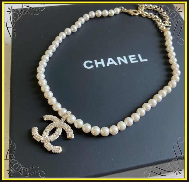 CHANEL】シャネル ネックレス パール＆クリスタルのココマーク (CHANEL
